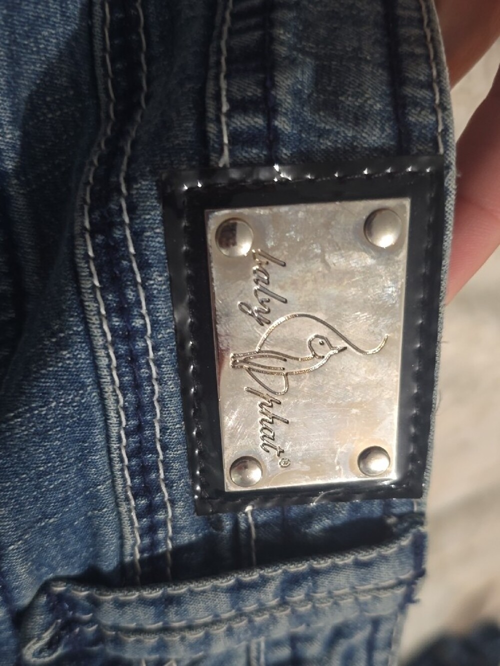 Baby Phat Blue Straight Leg Jeans with Gold & Silver Embroidery - Picture 2 of 6